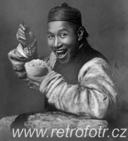 Číňan s miskou rýže